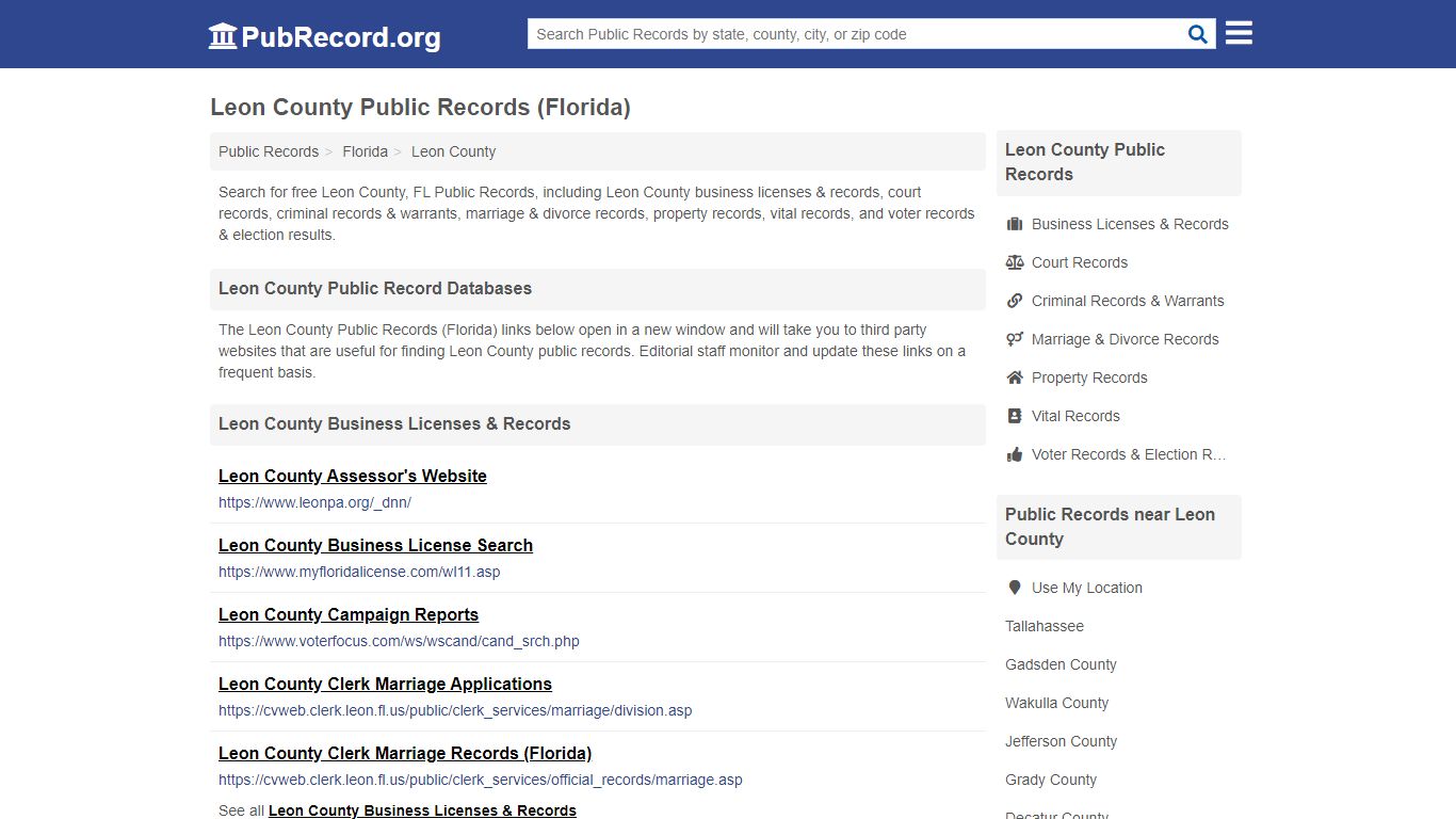 Free Leon County Public Records (Florida Public Records)